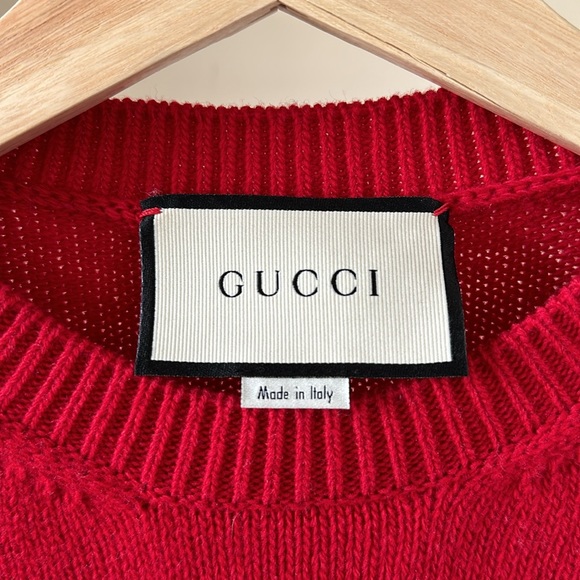 New Gucci 100% wool UFO alien spaceship intarsia knit cropped sweater jumper - Picture 11 of 16